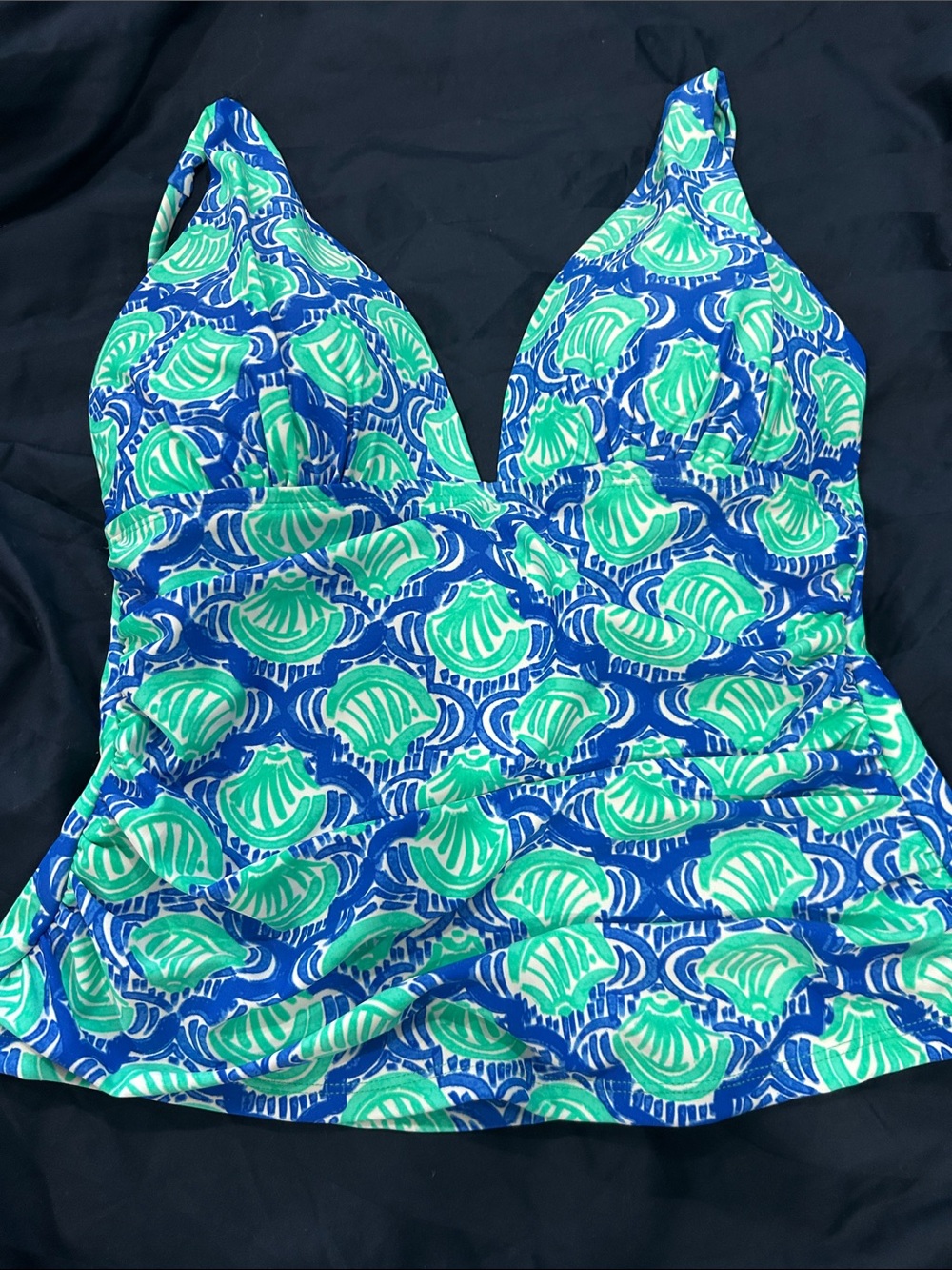 NWOT STELLA PARKER Blue & Green Shell-Print Tankini Swimsuit SIZE S